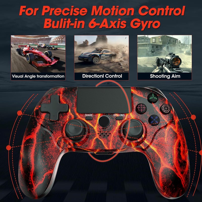 CNH Wireless Controller for PS4,compatible with ps4/slim/pro and windows pc 6-Axis Gyro/Multi Touch Pad/3.5mm Audio Jack/800mAh Battery and Speaker (red) - Image 3